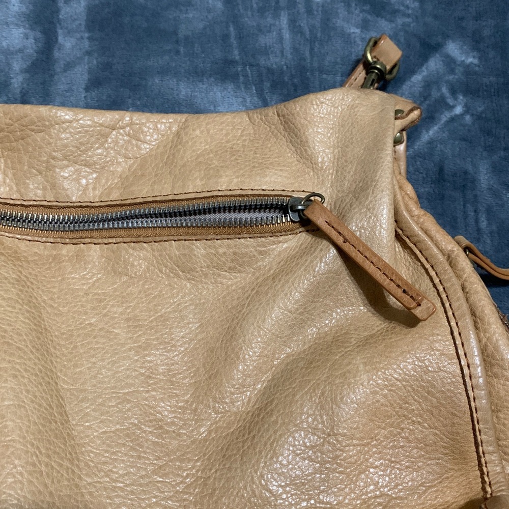 American Leather Co. Lenox Satchel Tan Leather Shoulder Bag Purse Triple Entry - Picture 4 of 16